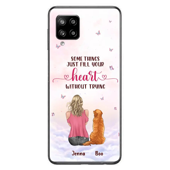 Custom Personalized Dog Mom Phone Case - Upto 5 Dogs - Gift Idea For Dog Lovers - Some Things Just Fill Your Heart Without Trying - Case for iPhone/Samsung