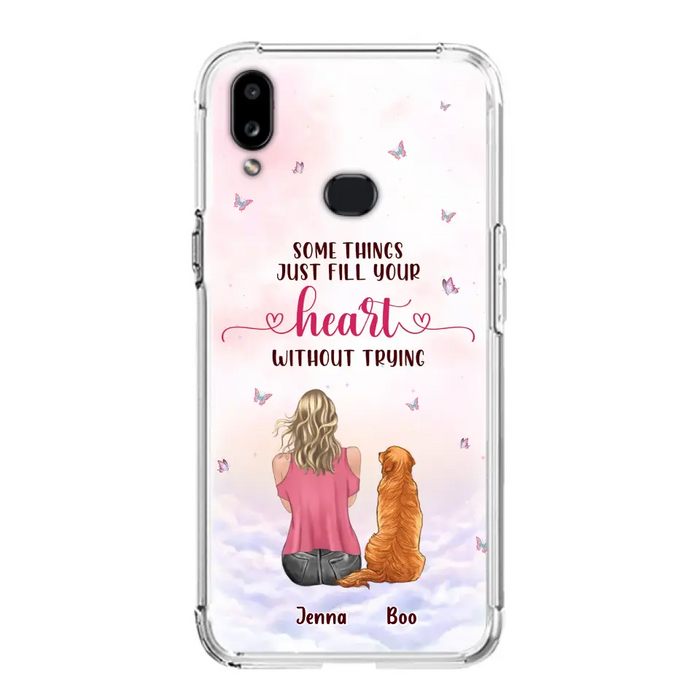 Custom Personalized Dog Mom Phone Case - Upto 5 Dogs - Gift Idea For Dog Lovers - Some Things Just Fill Your Heart Without Trying - Case for iPhone/Samsung