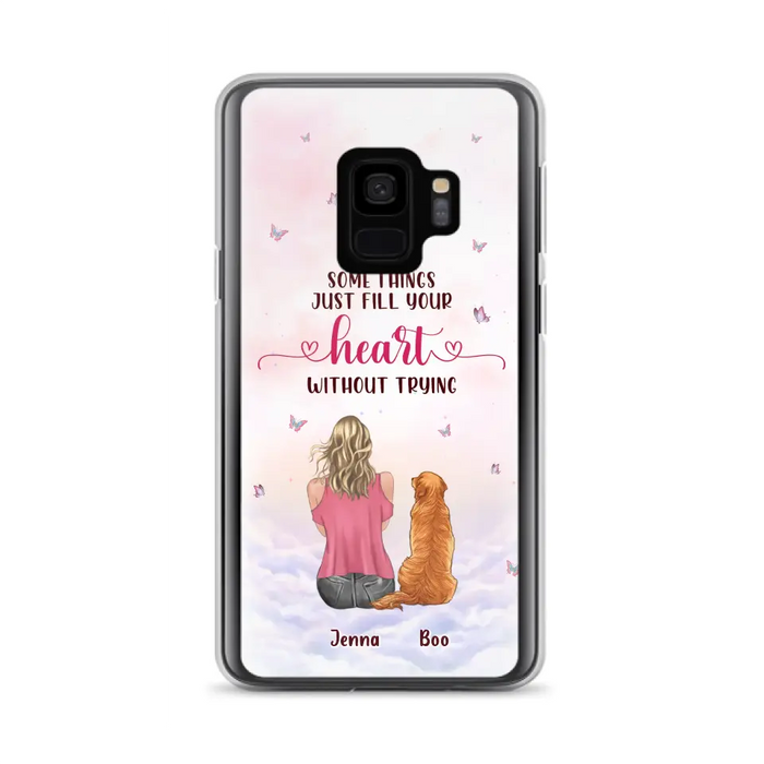 Custom Personalized Dog Mom Phone Case - Upto 5 Dogs - Gift Idea For Dog Lovers - Some Things Just Fill Your Heart Without Trying - Case for iPhone/Samsung