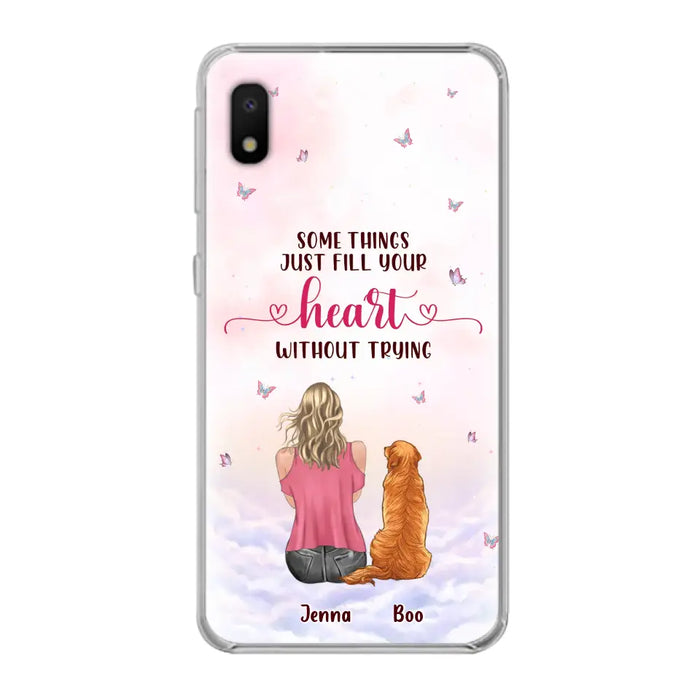 Custom Personalized Dog Mom Phone Case - Upto 5 Dogs - Gift Idea For Dog Lovers - Some Things Just Fill Your Heart Without Trying - Case for iPhone/Samsung