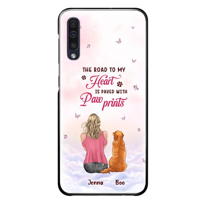 Custom Personalized Dog Mom Phone Case - Upto 5 Dogs - Gift Idea For Dog Lovers - The Road To My Heart Is Paved With Pawprints - Case for iPhone/Samsung