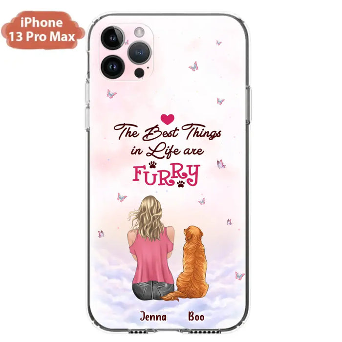 Custom Personalized Dog Mom Phone Case - Upto 5 Dogs - Gift Idea For Dog Lovers - The Best Things In Life Are Furry - Case for iPhone/Samsung