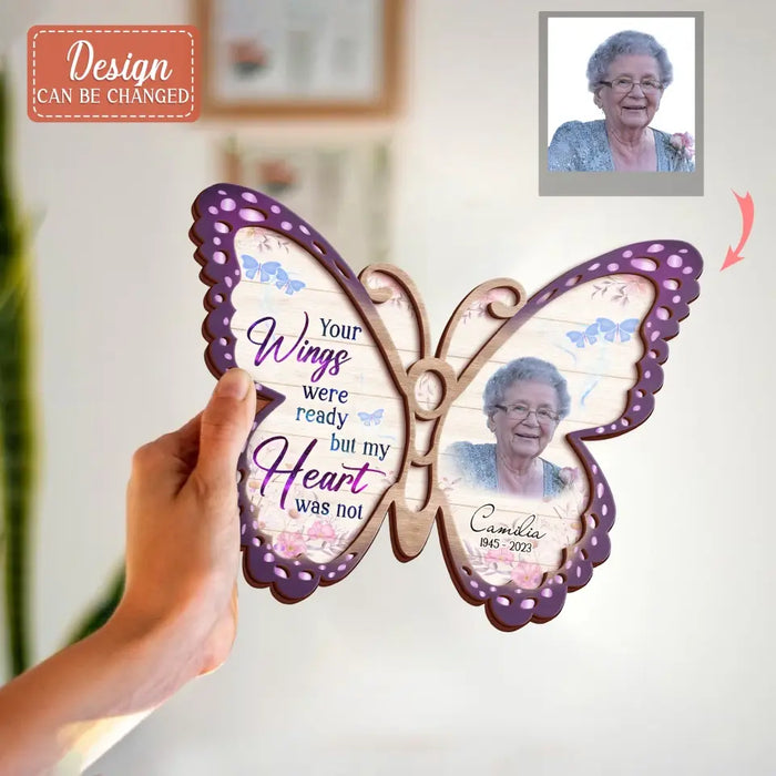 Custom Personalized Memorial Photo Butterfly Wooden Art - Memorial Gift Idea - Those We Love Don't Go Away The Fly Beside Us Every Day