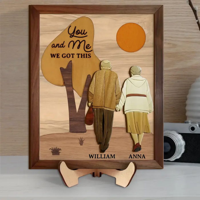 Custom Personalized Old Couple 2 Layered Wooden Art - Gift Idea For Couple/ Him/ Her/ Parents - Anniverary Gift - You And Me We Got This