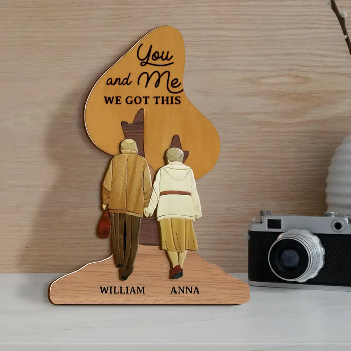 Custom Personalized Old Couple 2 Layered Wooden Art - Gift Idea For Couple/ Him/ Her/ Parents - Anniverary Gift Idea - You And Me We Got This