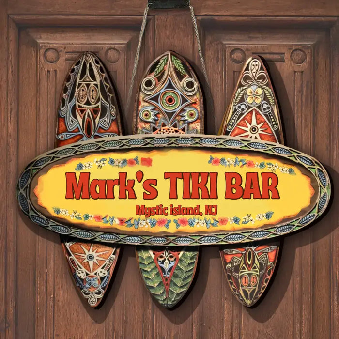 Custom Personalized Tiki Bar Custom Shaped Wooden Sign - Gift Idea for Family - Best for Bars, Backyard, Pools, Patio,Restaurants