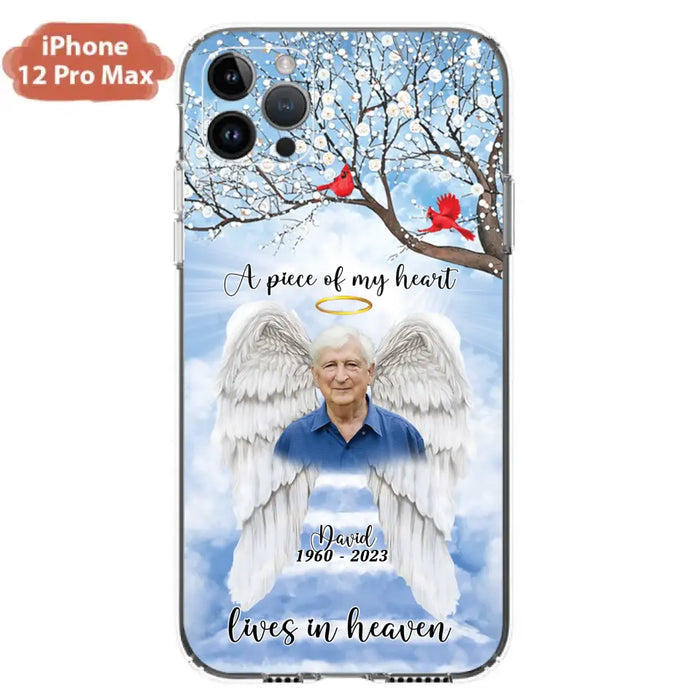 Custom Personalized Memorial Wings Upload Photo Phone Case - Memorial Gift Idea - A Piece Of My Heart Lives In Heaven