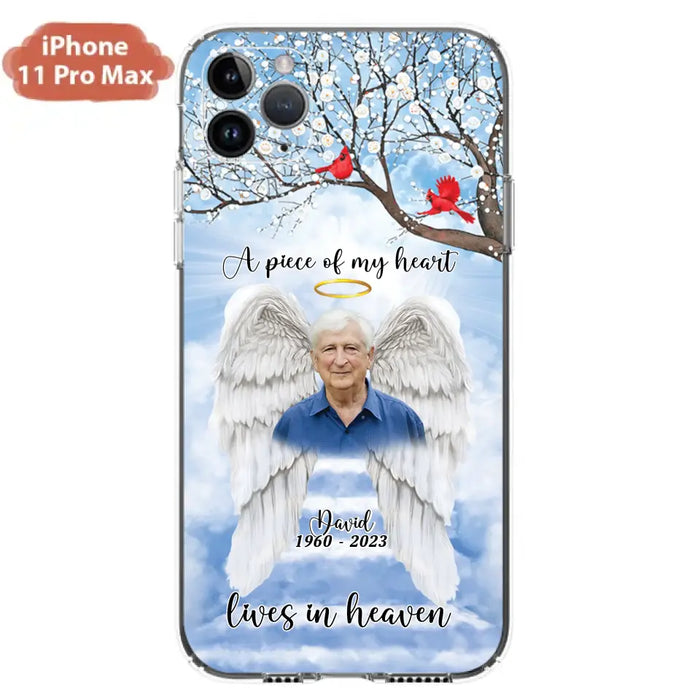 Custom Personalized Memorial Wings Upload Photo Phone Case - Memorial Gift Idea - A Piece Of My Heart Lives In Heaven