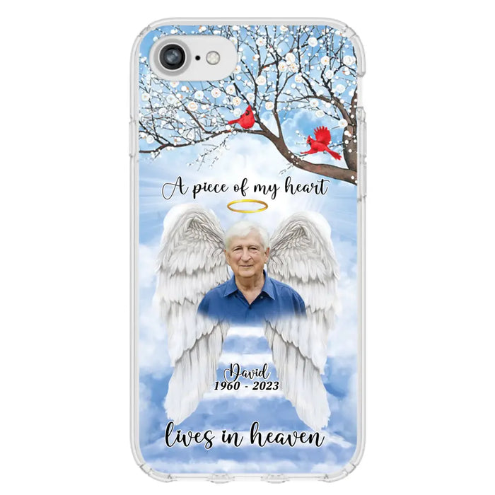 Custom Personalized Memorial Wings Upload Photo Phone Case - Memorial Gift Idea - A Piece Of My Heart Lives In Heaven