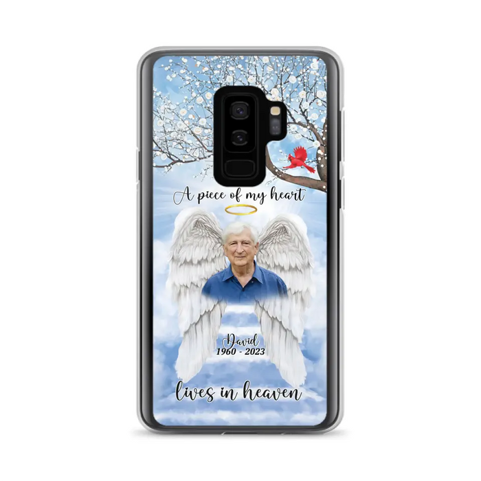 Custom Personalized Memorial Wings Upload Photo Phone Case - Memorial Gift Idea - A Piece Of My Heart Lives In Heaven