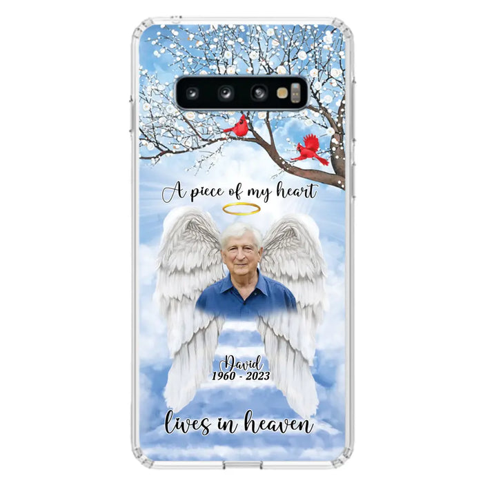 Custom Personalized Memorial Wings Upload Photo Phone Case - Memorial Gift Idea - A Piece Of My Heart Lives In Heaven