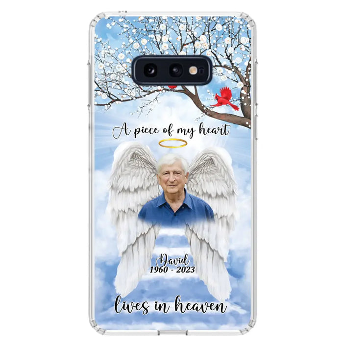 Custom Personalized Memorial Wings Upload Photo Phone Case - Memorial Gift Idea - A Piece Of My Heart Lives In Heaven