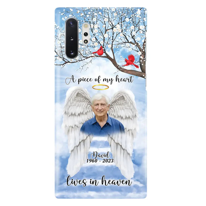 Custom Personalized Memorial Wings Upload Photo Phone Case - Memorial Gift Idea - A Piece Of My Heart Lives In Heaven