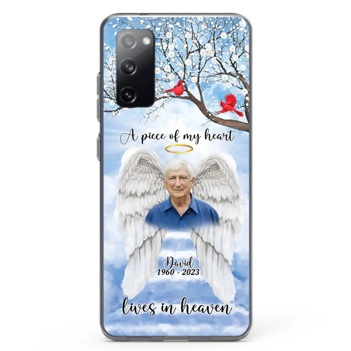 Custom Personalized Memorial Wings Upload Photo Phone Case - Memorial Gift Idea - A Piece Of My Heart Lives In Heaven