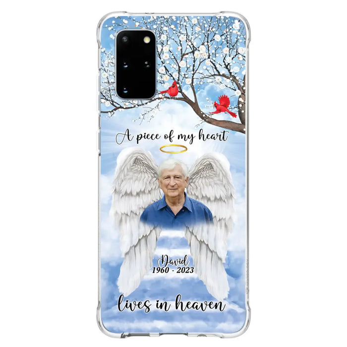 Custom Personalized Memorial Wings Upload Photo Phone Case - Memorial Gift Idea - A Piece Of My Heart Lives In Heaven