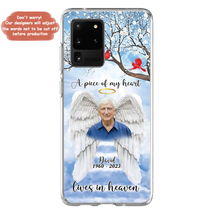 Custom Personalized Memorial Wings Upload Photo Phone Case - Memorial Gift Idea - A Piece Of My Heart Lives In Heaven