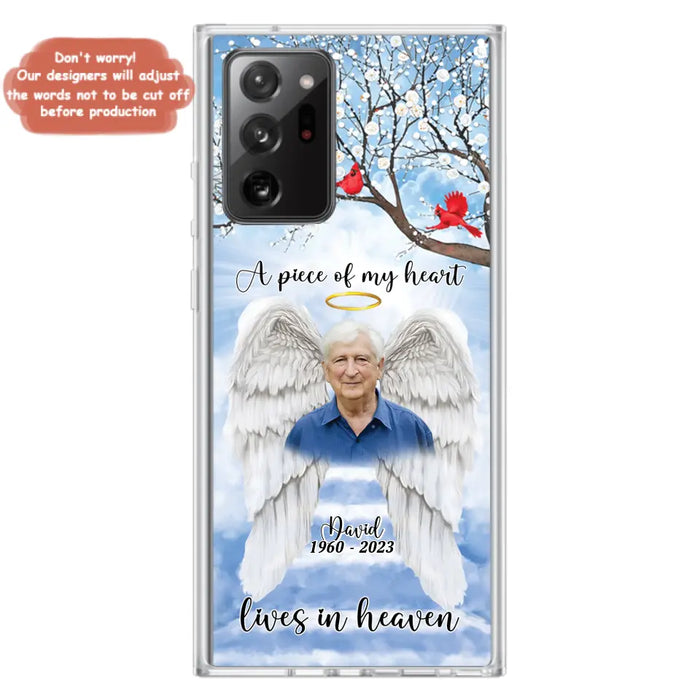 Custom Personalized Memorial Wings Upload Photo Phone Case - Memorial Gift Idea - A Piece Of My Heart Lives In Heaven