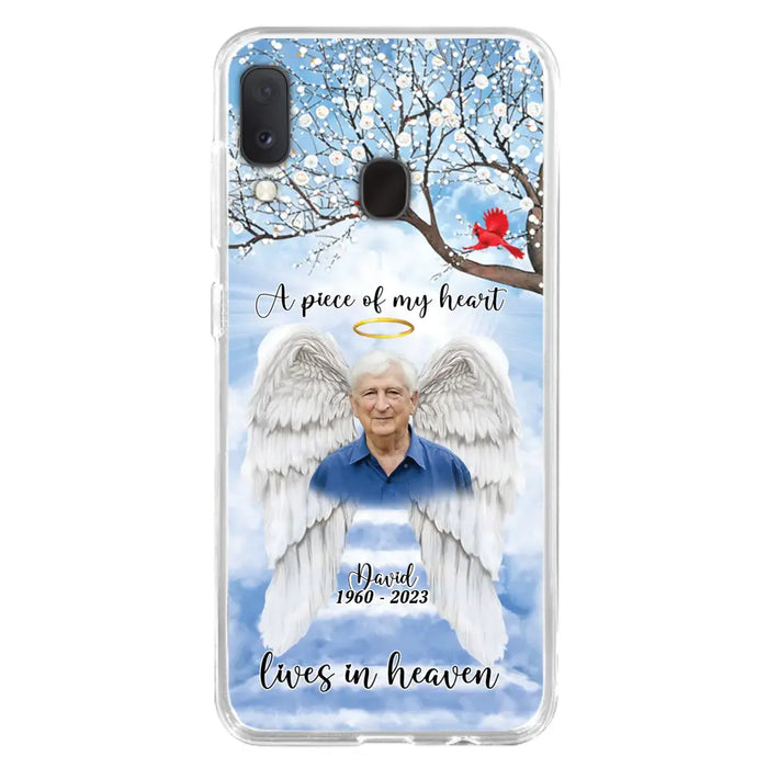 Custom Personalized Memorial Wings Upload Photo Phone Case - Memorial Gift Idea - A Piece Of My Heart Lives In Heaven