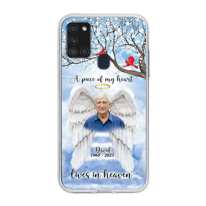 Custom Personalized Memorial Wings Upload Photo Phone Case - Memorial Gift Idea - A Piece Of My Heart Lives In Heaven