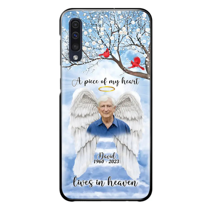 Custom Personalized Memorial Wings Upload Photo Phone Case - Memorial Gift Idea - A Piece Of My Heart Lives In Heaven