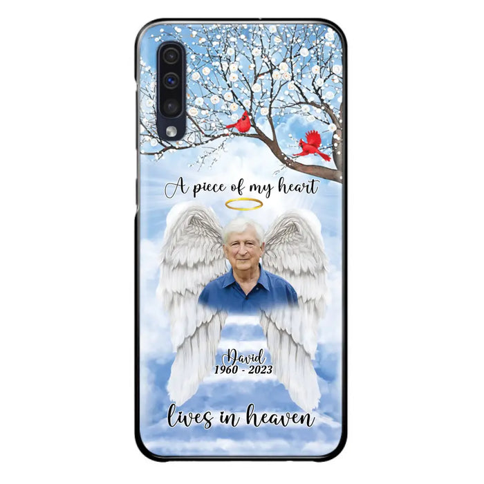 Custom Personalized Memorial Wings Upload Photo Phone Case - Memorial Gift Idea - A Piece Of My Heart Lives In Heaven