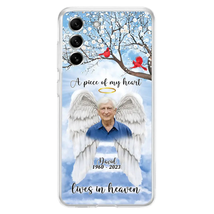 Custom Personalized Memorial Wings Upload Photo Phone Case - Memorial Gift Idea - A Piece Of My Heart Lives In Heaven