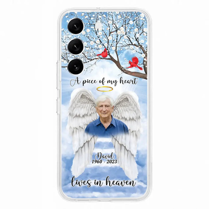 Custom Personalized Memorial Wings Upload Photo Phone Case - Memorial Gift Idea - A Piece Of My Heart Lives In Heaven