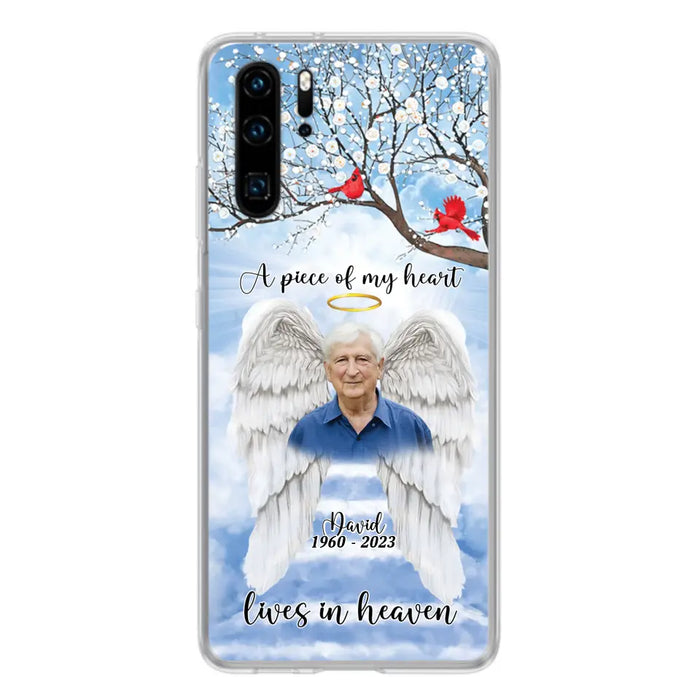 Custom Personalized Memorial Wings Upload Photo Phone Case - Memorial Gift Idea - A Piece Of My Heart Lives In Heaven - Case for Xiaomi/ Huawei/ Oppo