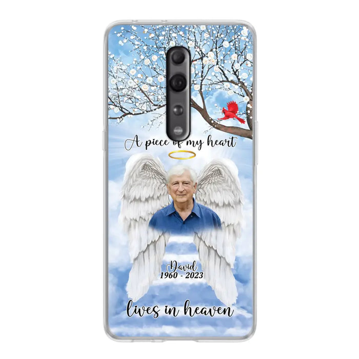 Custom Personalized Memorial Wings Upload Photo Phone Case - Memorial Gift Idea - A Piece Of My Heart Lives In Heaven - Case for Xiaomi/ Huawei/ Oppo