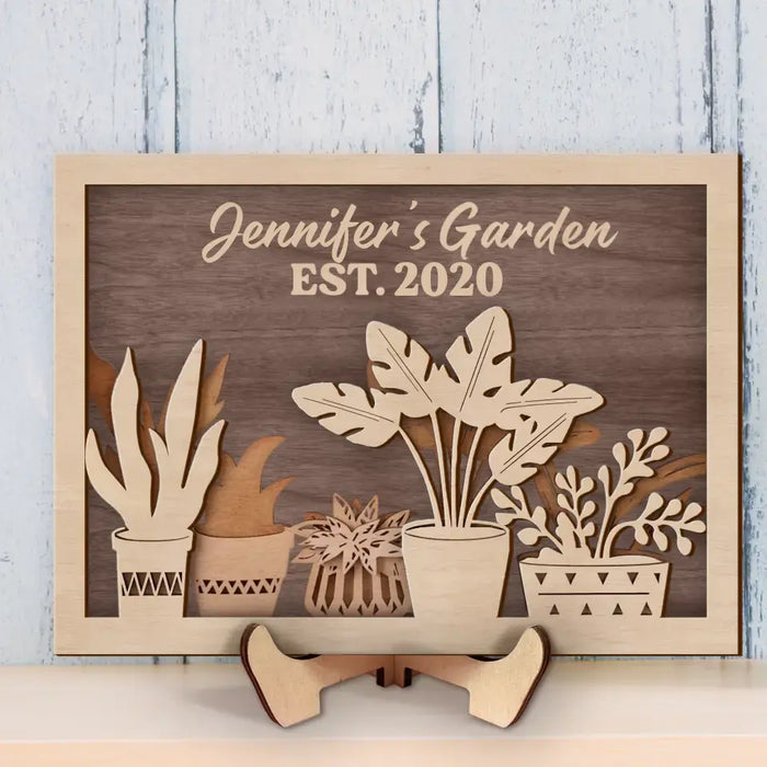 Custom Personalized Garden 2 Layered Wooden Art - Gift Idea for Gardening Lovers