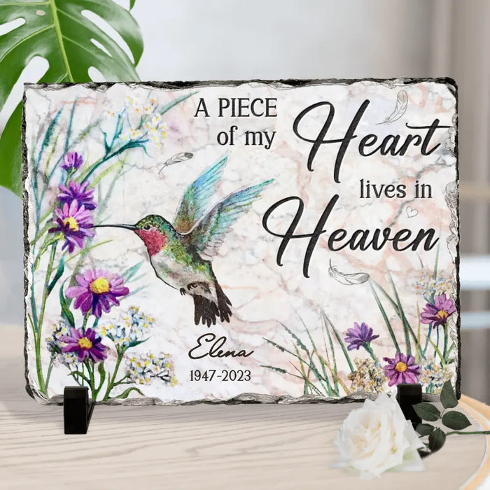 Custom Personalized Memorial Rectangle Lithograph - Memorial Gift Idea For Family Member - A Piece Of My Heart Lives In Heaven