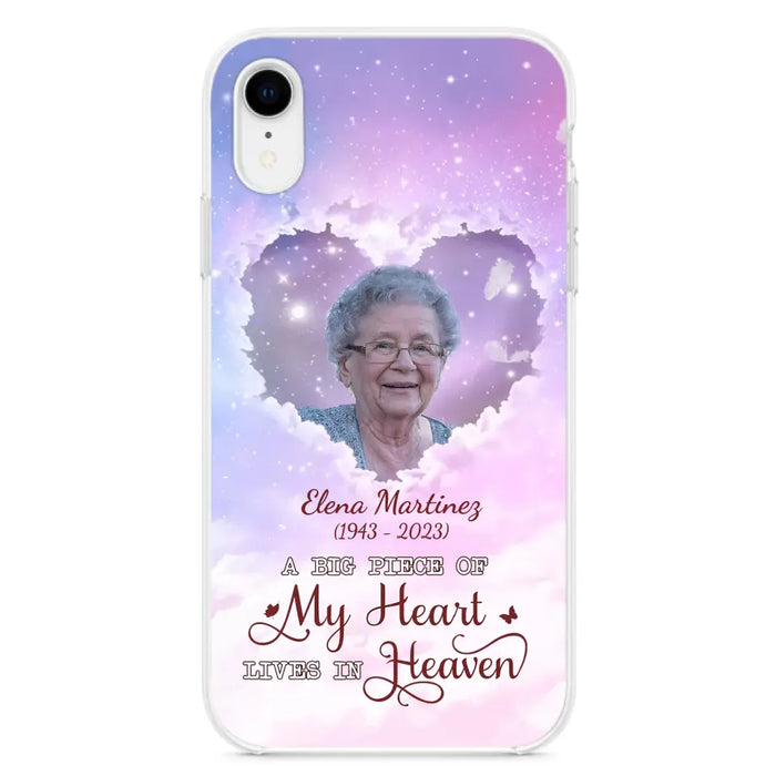 Custom Personalized Memorial Photo Phone Case - Memorial Gift For Family Member - Upload Photo - Case For iPhone/Samsung - A Big Piece Of My Heart Lives In Heaven