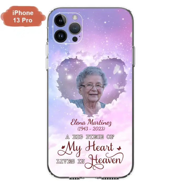 Custom Personalized Memorial Photo Phone Case - Memorial Gift For Family Member - Upload Photo - Case For iPhone/Samsung - A Big Piece Of My Heart Lives In Heaven