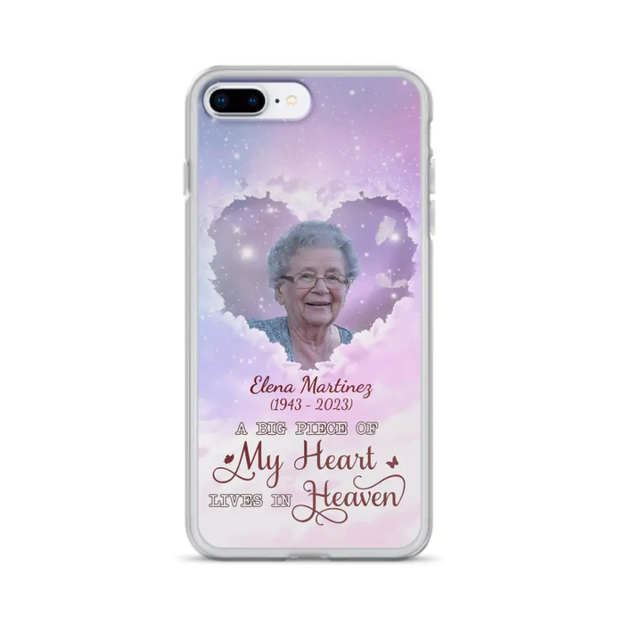 Custom Personalized Memorial Photo Phone Case - Memorial Gift For Family Member - Upload Photo - Case For iPhone/Samsung - A Big Piece Of My Heart Lives In Heaven