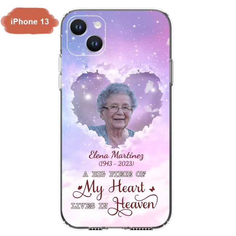 Custom Personalized Memorial Photo Phone Case - Memorial Gift For Family Member - Upload Photo - Case For iPhone/Samsung - A Big Piece Of My Heart Lives In Heaven