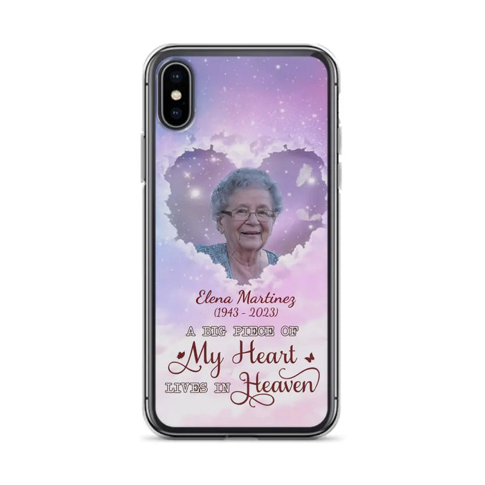 Custom Personalized Memorial Photo Phone Case - Memorial Gift For Family Member - Upload Photo - Case For iPhone/Samsung - A Big Piece Of My Heart Lives In Heaven