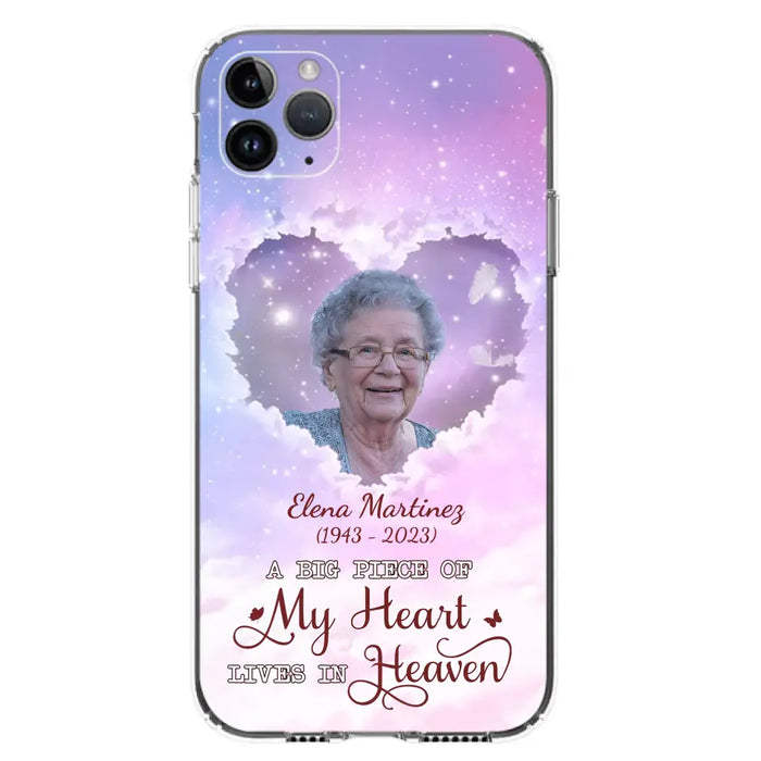 Custom Personalized Memorial Photo Phone Case - Memorial Gift For Family Member - Upload Photo - Case For iPhone/Samsung - A Big Piece Of My Heart Lives In Heaven