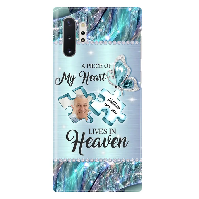 Custom Personalized Memorial Photo Phone Case - Memorial Gift Idea for Father's Day -  A Piece Of My Heart Lives In Heaven - Case for iPhone/Samsung