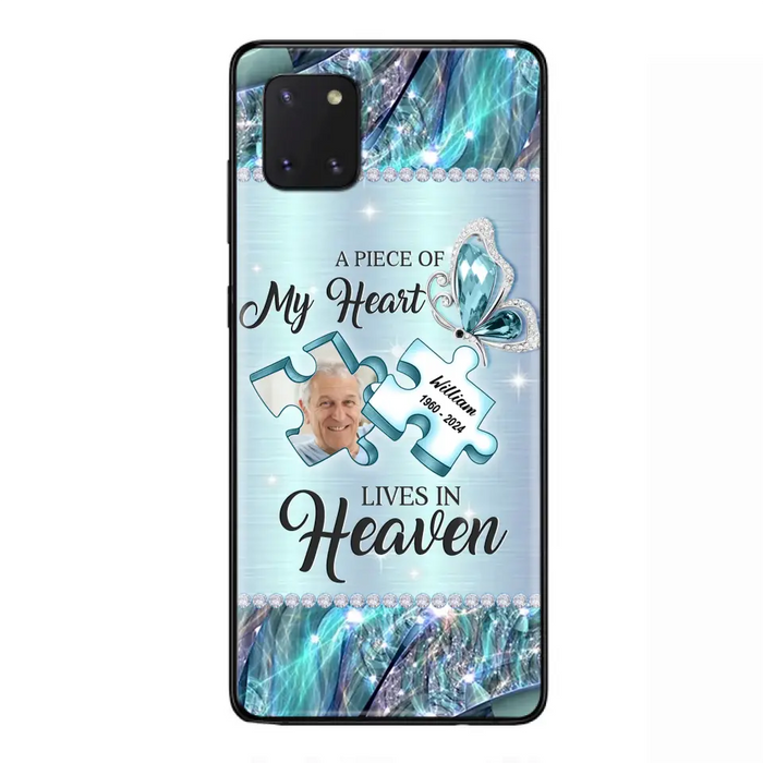 Custom Personalized Memorial Photo Phone Case - Memorial Gift Idea for Father's Day -  A Piece Of My Heart Lives In Heaven - Case for iPhone/Samsung