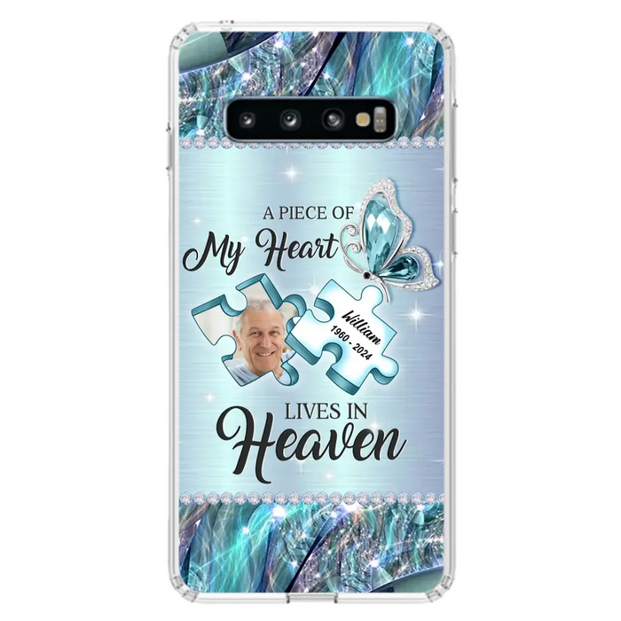 Custom Personalized Memorial Photo Phone Case - Memorial Gift Idea for Father's Day -  A Piece Of My Heart Lives In Heaven - Case for iPhone/Samsung