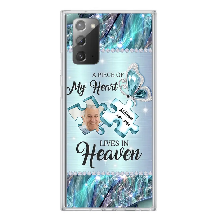 Custom Personalized Memorial Photo Phone Case - Memorial Gift Idea for Father's Day -  A Piece Of My Heart Lives In Heaven - Case for iPhone/Samsung