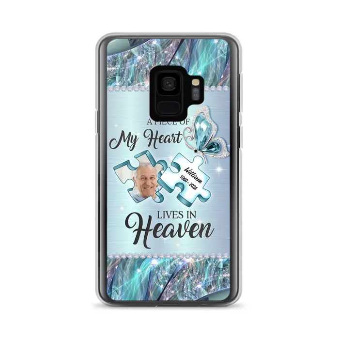 Custom Personalized Memorial Photo Phone Case - Memorial Gift Idea for Father's Day -  A Piece Of My Heart Lives In Heaven - Case for iPhone/Samsung