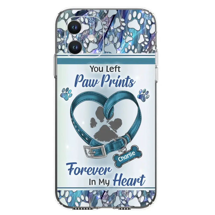 Custom Personalized Memorial Dog Collar Phone Case - Memorial Gift Idea For Dog Lover - You Left Paw Prints Forever In My Heart - Case for iPhone/ Samsung