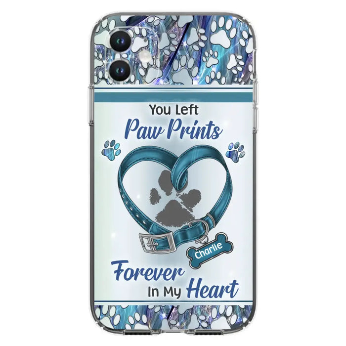 Custom Personalized Memorial Dog Collar Phone Case - Memorial Gift Idea For Dog Lover - You Left Paw Prints Forever In My Heart - Case for iPhone/ Samsung