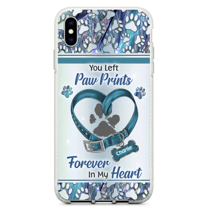 Custom Personalized Memorial Dog Collar Phone Case - Memorial Gift Idea For Dog Lover - You Left Paw Prints Forever In My Heart - Case for iPhone/ Samsung