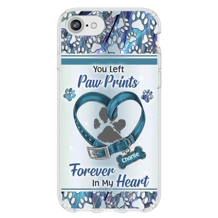 Custom Personalized Memorial Dog Collar Phone Case - Memorial Gift Idea For Dog Lover - You Left Paw Prints Forever In My Heart - Case for iPhone/ Samsung