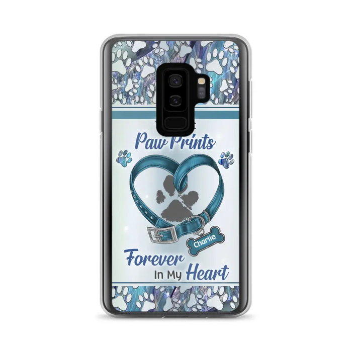 Custom Personalized Memorial Dog Collar Phone Case - Memorial Gift Idea For Dog Lover - You Left Paw Prints Forever In My Heart - Case for iPhone/ Samsung