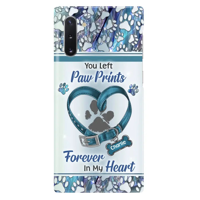 Custom Personalized Memorial Dog Collar Phone Case - Memorial Gift Idea For Dog Lover - You Left Paw Prints Forever In My Heart - Case for iPhone/ Samsung