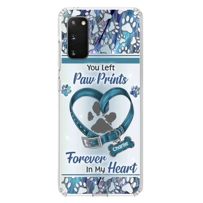 Custom Personalized Memorial Dog Collar Phone Case - Memorial Gift Idea For Dog Lover - You Left Paw Prints Forever In My Heart - Case for iPhone/ Samsung