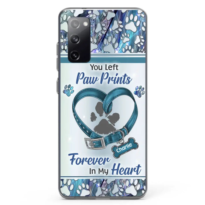 Custom Personalized Memorial Dog Collar Phone Case - Memorial Gift Idea For Dog Lover - You Left Paw Prints Forever In My Heart - Case for iPhone/ Samsung